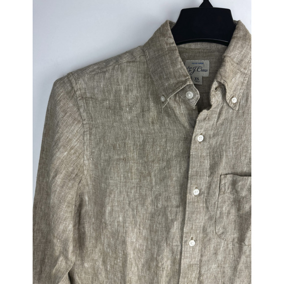 J. Crew 2025 Baird Mcnutt Irish Linen Button Down Shirt Brown BE559 Men's XS - Picture 3 of 11